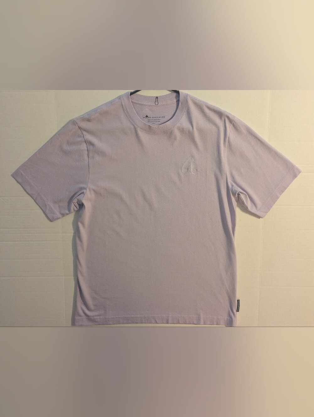 Moose Knuckles Men's Lilac Short-Sleeve Logo T-Shirt.